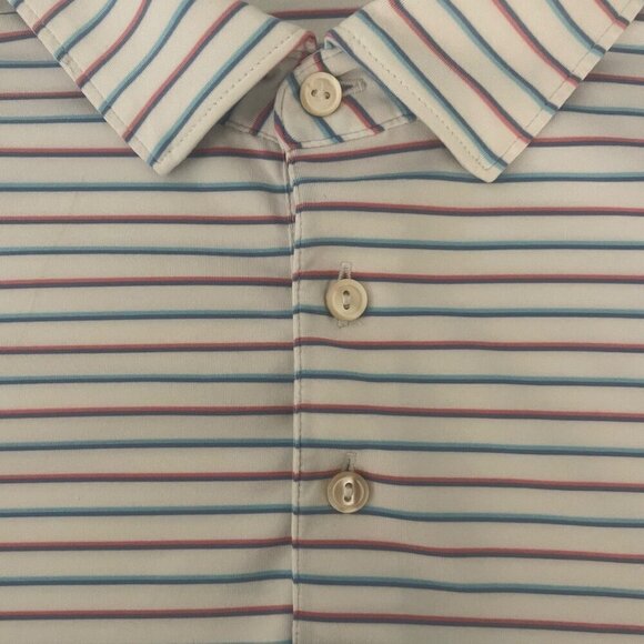 Peter Millar Mens Summer Comfort Short Sleeve Striped Polo Size L Preppy Golf - Picture 3 of 8